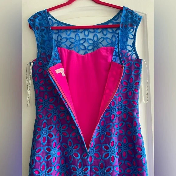 Rare!!! Lilly Pulitzer Pink/Blue/Purple Gorgeous Coctail Dress size 8 - Picture 9 of 16